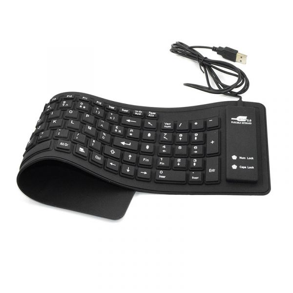 Clavier Flexible Keyboard Azerty noir pour ordinateur(souple)
