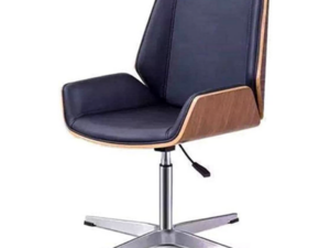 Chaise visiteur de bureau pivotante en bois courbé et similicuir