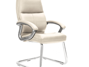 Chaise visiteur cantilever en similicuir – Crème